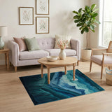 Moonlit Mountains Blue Teal Geometric Area Rug