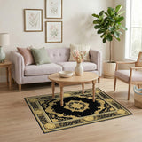 ODIKA Black Gold Floral Vintage Area Rug