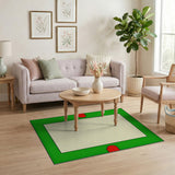 Green Border Area Rug with Red Accents