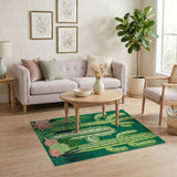 Emerald Green Cactus Succulent Area Rug