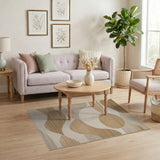 Beige and Neutral Beige Neutral Abstract Wave Area Rug