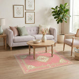 Pink Floral Medallion Vintage Pink Area Rug