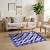 Intricate Blue and White Floral Area Rug