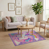 Multi-color and Patterns Magical Unicorn Rainbow Kids Area Rug
