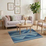 Blue Geometric Striped Area Rug