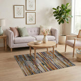 ODIKA Modern Abstract Striped Machine Washable Rug - Low Pile Non-Slip Area Rug for Living Room Bedroom