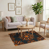 Orange Tribal Sunburst Area Rug