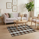 Brown Tan Plaid Rustic Farmhouse Rug
