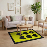 Sunny Yellow Pixel Hearts Area Rug