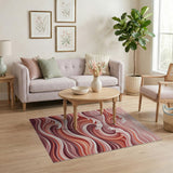 Pink Sweeping Pink Waves Abstract Area Rug