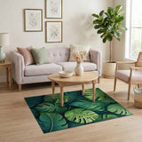 Boho Chic Lush Monstera Leaf Area Rug
