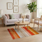 Geometric Modern Vibrant Orange Horizontal Stripe Area Rug