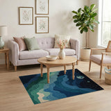 Starry Cosmic Waves Blue Teal Area Rug