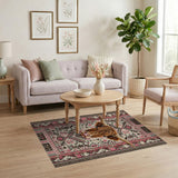 Highland Cow Head Pink Southwestern Rug