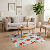 Orange Deer Autumn Leaves Silhouette Rug