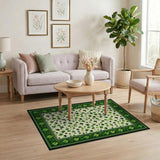 Lucky Shamrock Scatter Green Border Area Rug