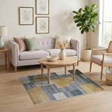 Modern Geometric Grey and Gold Area Rug