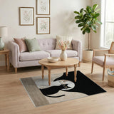 Yin-Yang Black White Cats Area Rug