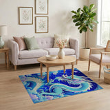 Blue and Teal Majestic Blue Dragon Storm Area Rug