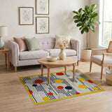 Yellow Border Multi-Color Geometric Modern Rug