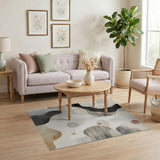 Abstract Organic Waves Area Rug in Beige Neutral