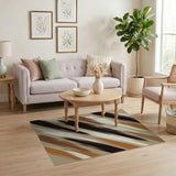 Brown and Tan Brown Tan Abstract Brushstroke Area Rug