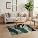 Blue and Teal Wave Geometric Area Rug