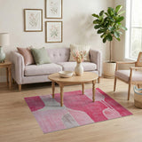 Vibrant Pink Abstract Shag Area Rug