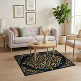Opulent Gold Baroque Ornamental Area Rug