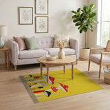 Kids Cartoon Whimsical Yellow Mushroom Area Rug