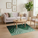 Green Abstract Area Emerald Wave Abstract Area Rug