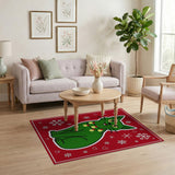 Festive Green Cartoon Cat Holiday Rug