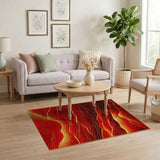 Fiery Lava Wave Red Area Rug