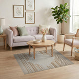 Beige Tan Diamond Striped Fringe Rug
