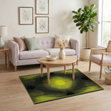 Yellow Sunburst Concentric Geometric Rug