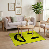 Yellow Yellow Smiley Face Cartoon Area Rug