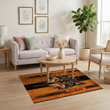 Cyber Wolf Geometric Orange Area Rug