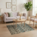 Coastal Wooden Trellis Lattice Area Rug