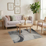 Geometric Modern Abstract Black White Wave Area Rug