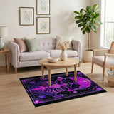 Neon Cyber Skull with Guns Purple Rug