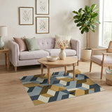 Modern Geometric Cube Stacked Area Rug