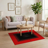 Bold Red Geometric Nested Frame Area Rug