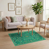 Teal Ornate Floral Persian Area Rug