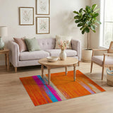 Vibrant Orange Abstract Brushstroke Area Rug