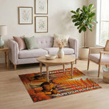 Autumn Elk Forest Path Area Rug