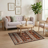 Orange Terracotta Grey Southwestern Geometric Rug