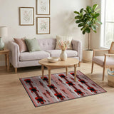 Bold Red Electric Guitar Music Notes Rug
