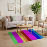 Multi-color and Patterns Geometric Modern Vibrant Rainbow Stripe Area Rug