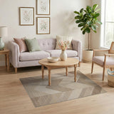 ODIKA Washable Chevron Geometric Neutral Beige Low Pile Area Rug