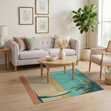 ODIKA Vintage Surf Beach Scene Washable Rug - Retro Coastal Low Pile Area Rug
